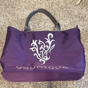 Younique Purple Tote with White Floral Logo